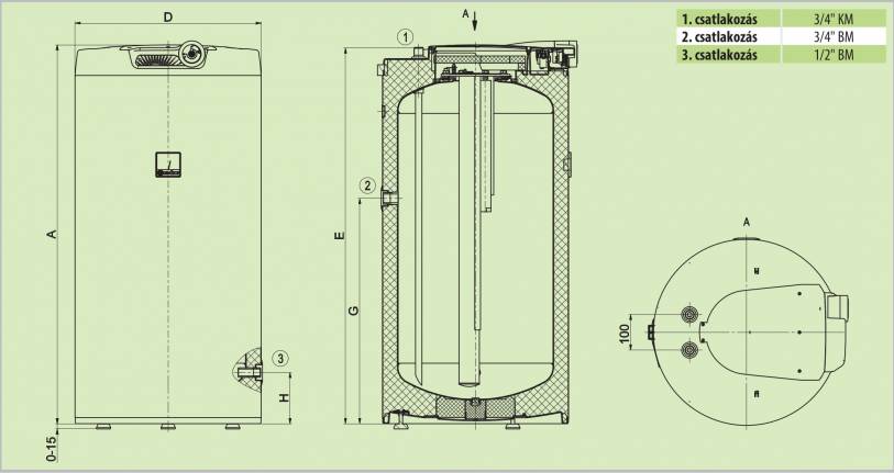 Drazice OKCE 100 S/2,2kW álló villanybojler