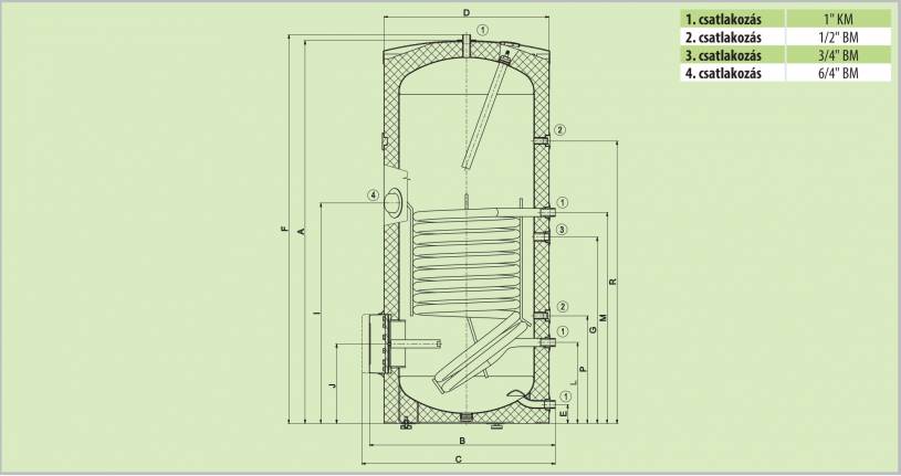 Drazice OKC 300 NTR/BP álló, 1 hőcserélős indirekt tároló