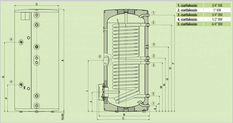 Drazice OKC 200 NTRR/BP álló, 2 hőcserélős indirekt tároló