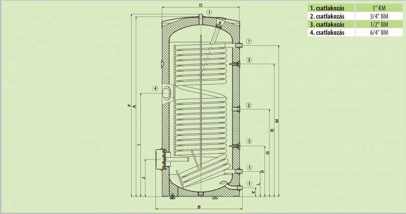 Drazice OKC 300 NTR/HP álló, 1 hőcserélős indirekt tároló hősszivattyús rendszerhez