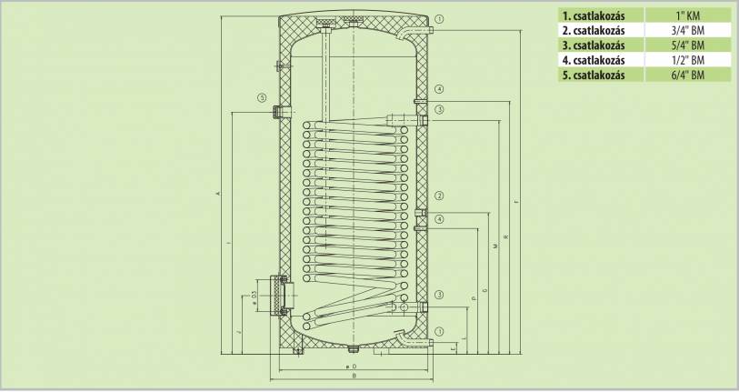 Drazice OKC 500 NTR/HP álló, 1 hőcserélős indirekt tároló hősszivattyús rendszerhez