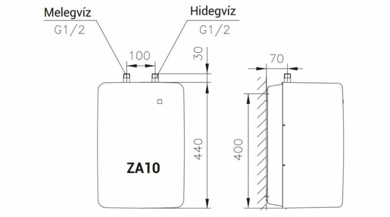 Hajdu ZA10, 10 literes alsó elhelyezésű villanybojler