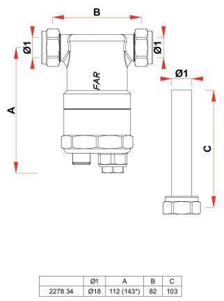 FAR Kompakt egyenes mágneses iszapleválasztó 3/4''