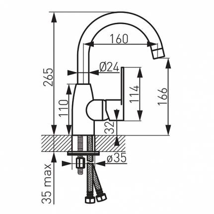 Ferro Algeo íves álló mosdó csaptelep BAG2A