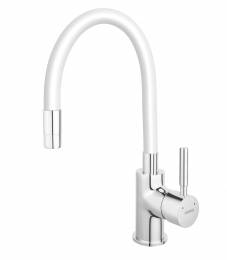 Ferro Zumba álló mosogató csaptelep flexibilis kifolyócsővel, fehér BZA4W