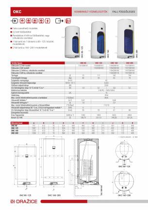 Drazice OKC 80 fali, 1 hőcserélős kombinált villanybojler 2,2kW fűtőbetéttel